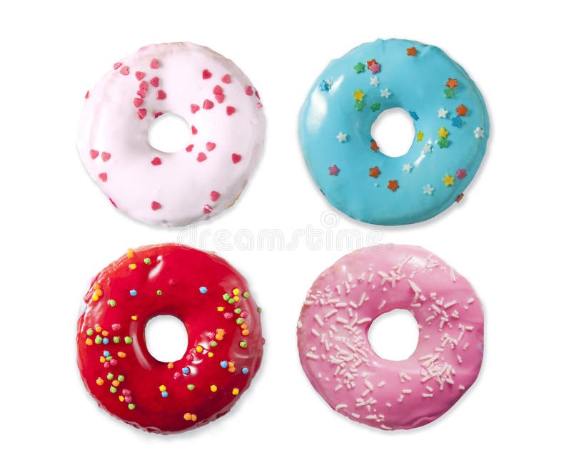 Doughnut με ζωηρόχρωμο ψεκάζει απομονωμένος στο άσπρο υπόβαθρο Τοπ όψη στοκ φωτογραφίες με δικαίωμα ελεύθερης χρήσης